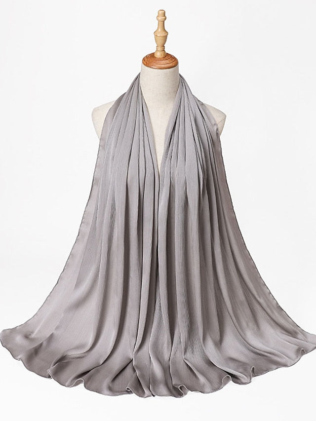 Muslim Scarf Crinkled Shawl Women Abaya Solid Hijab Ramadan Hijabs For Woman Abayas Dress Turban Instant Scarf for Women