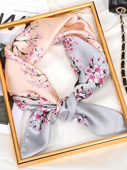 70*70cm Flower Silk Satin Square Scarf for Women Print Neckerchief Hijab Female Head Tie Shawl Wraps Bandana Echarpe for Women