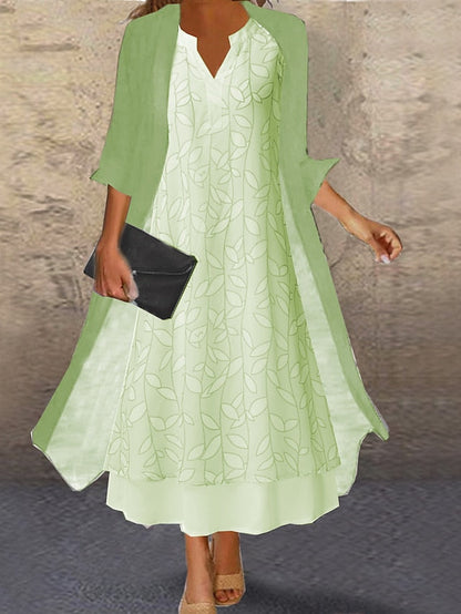 A Line Dress Midi Dress Gray 3/4 Length Sleeve Print Pure Color Ruched Fall Spring Crew Neck Elegant Casual Classic  S M L XL XXL 3XL / Loose for Women