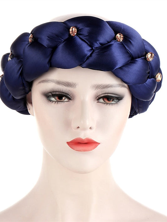 Latest Exaggerated Big Satin Twist Braid Headband African Accessories Women Fashion Turbans Ladies Head Wraps for Women