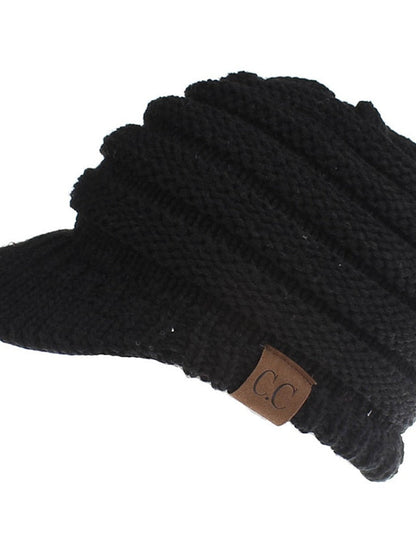 Hat Baseball Cap Black Army Green Light Gray Outdoor Street Dailywear Knitted Pure Color Windproof Comfort Warm for Women