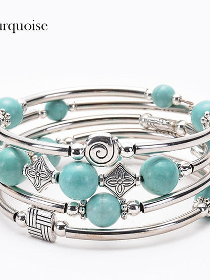 1 Pc Per Set Dark Blue Bracelet Bangles Retro Vintage Theme Natural Turquoise Bracelet Jewelry Royal Blue For Daily for Women