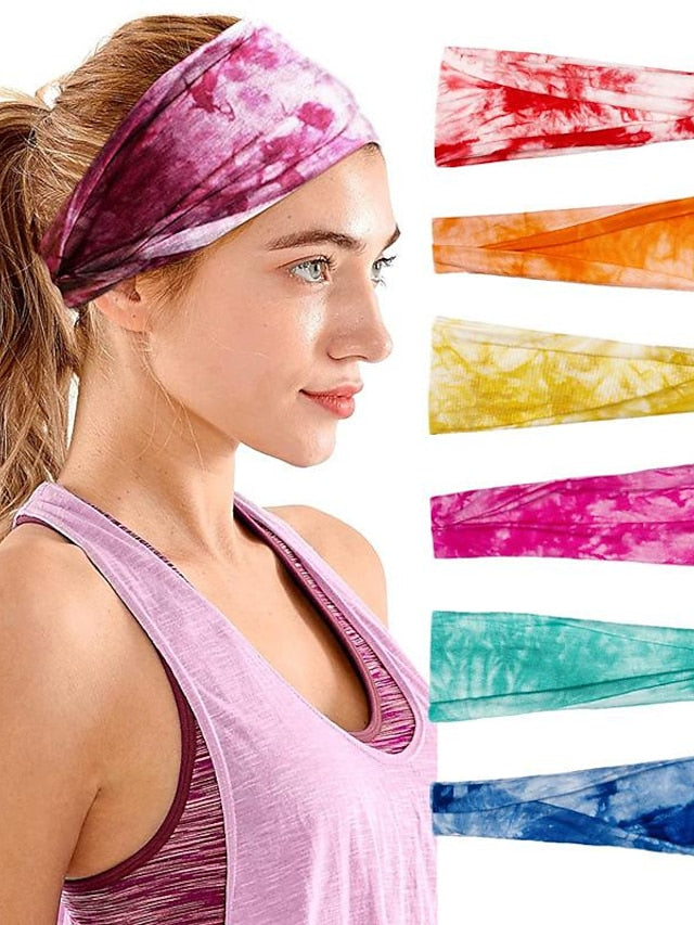 1PC Girls' Headbands Headband For Outdoor Fabric Tie dye green Tie Dye Purple Tie Dye Yellow for Women