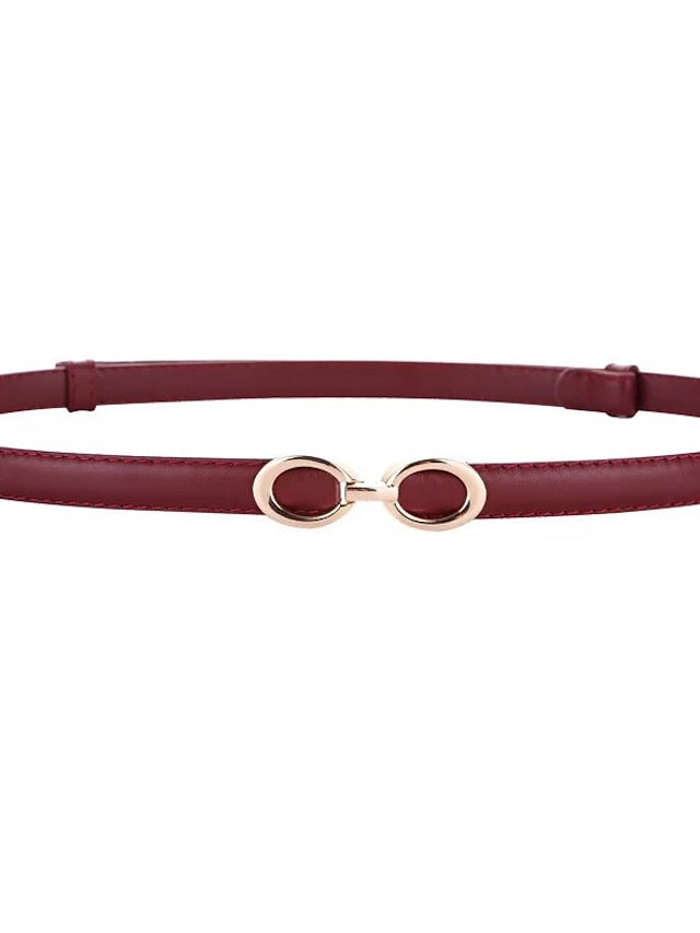 Belt Genuine Leather Wine Red White Black Dark Green khaki Buckle Vacation Dress Work Solid Color for Women