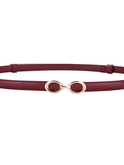 Belt Genuine Leather Wine Red White Black Dark Green khaki Buckle Vacation Dress Work Solid Color for Women