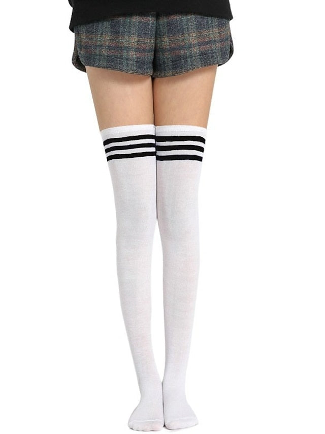 Stockings Work Daily Holiday Solid Color Polyester Simple Casual Lolita Leg Shaping Casual Cute 1 Pair for Women