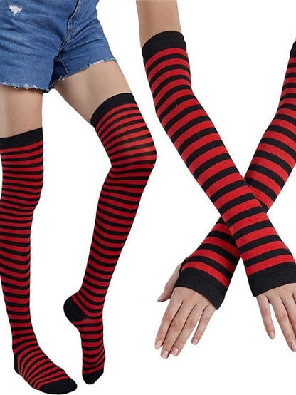 Christmas Stockings Gloves Set Colorful Polyester Cotton Simple 1 Pair for Women