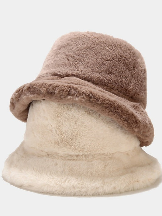 Winter Solid Fur Fluffy Bucket Hats Women Outdoor Warm Sun Hat Soft Furry Fisherman Cap Girl Fashion Panama Cap for Women