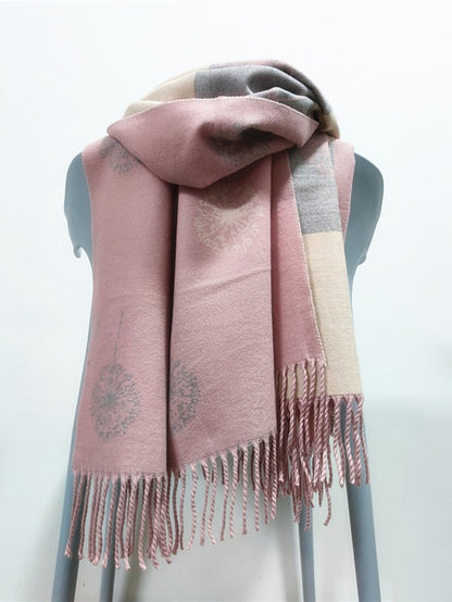 Shawls & Wraps Party Black Scarf Floral White Blue Fall Winter Imitation Cashmere for Women