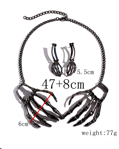 Skeleton Hand Pendant Necklace Set