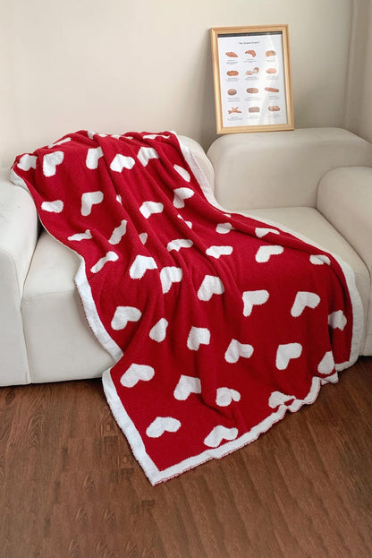 Racing Red Heart Pattern Cozy Oversized Plush Throw