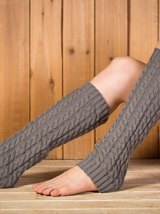 Leg Warmers Boot Cuffs Home Work Daily Solid Color Polyester Spandex Basic Casual Classic Warm Casual 1 Pair for Women