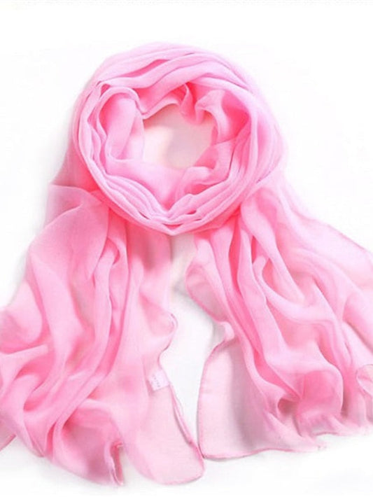 Chiffon Scarf Party Evening Street Dailywear Wine Black Pink Scarf Pure Color / Basic / Winter / Spring / Summer / Vintage for Women