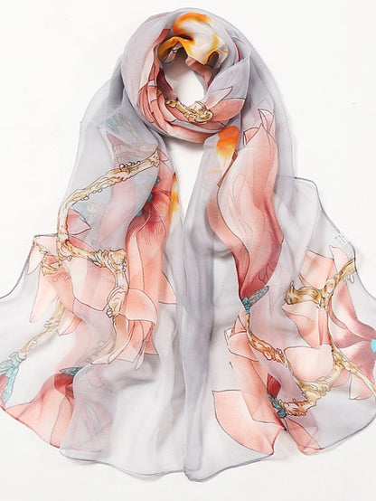 Flower Summer Women Thin Style Scarf Bandana Soft Bandana Female Elegant Shawl Hijab Hairscarves Beach Scarf for Women