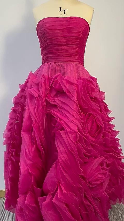 A-Line Prom Dresses Floral Dress Masquerade Ankle Length Sleeveless Strapless Tulle Backless with Floral 2023