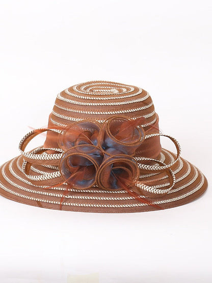 Hat Bucket Hat Straw Hat Blue Pink Beige Party Outdoor Dailywear Floral Floral Windproof Comfort Breathable for Women