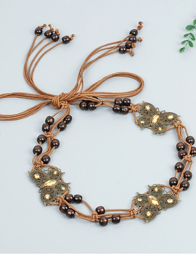 Belt Wood Champagne Blue Chain Home Beach Multicolor for Women