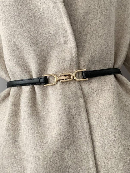 belt female pair buckle adjustable thin belt decoration simple waist mirror belt female pu imitation leather free punch girdle for Women