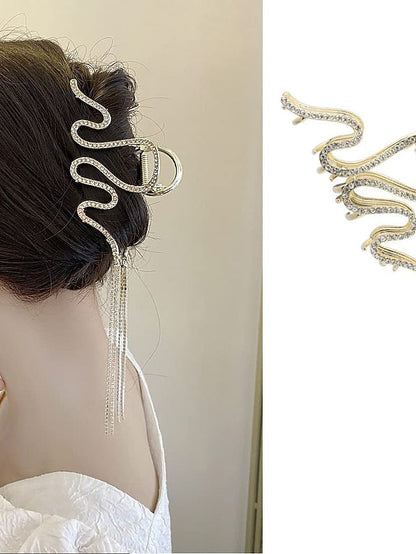 Metal Hair Claw Clips Gold Snack Hair Accessories Valentine's Day Large Rhinestones Design Acrylic Luxury Hair Crab Headbands Hairpin Barrette Head Bands Hair Clamp Hair Accessories for Women 1Pcs for Women
