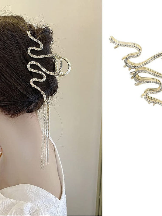 Metal Hair Claw Clips Gold Snack Hair Accessories Valentine's Day Large Rhinestones Design Acrylic Luxury Hair Crab Headbands Hairpin Barrette Head Bands Hair Clamp Hair Accessories for Women 1Pcs for Women
