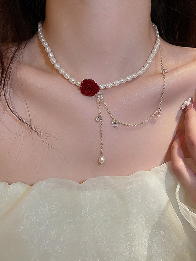 1PC Necklace For Pearl Necklace for Women 18k Gold Filled Dainty Freshwater Pearl Necklace Handmade Simple Pearl Necklaces Everyday Jewelry Gifts for Women