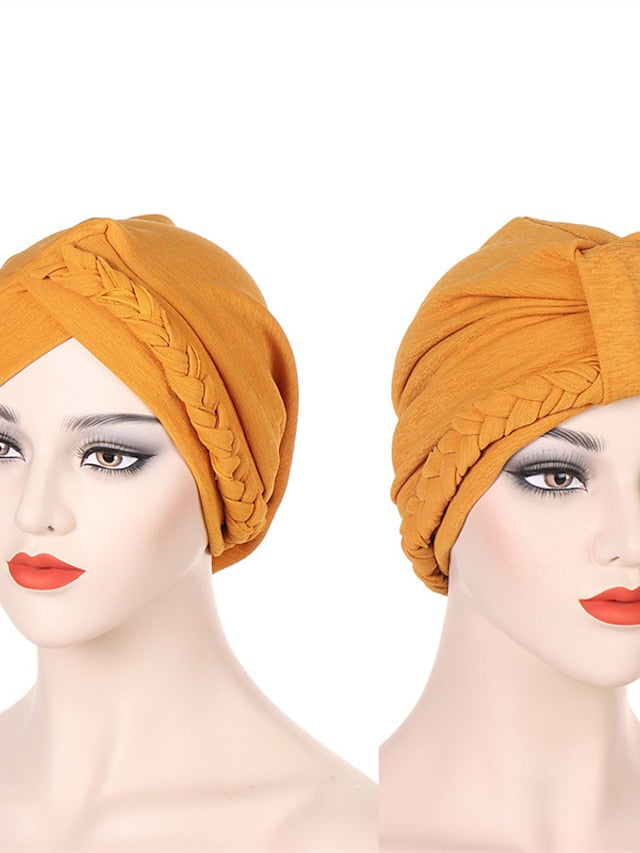 Bonnets Muslim Turban Hijabs Female Hat New Fashion Solid Color Simple Style Cap Hot Two Kinds of Wear Headgear for Women