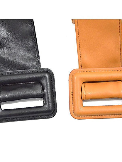 Wide Belt PU Leather Prong Buckle Geometric Formal Classic Work Daily Coffee color Black Blue Red for Women