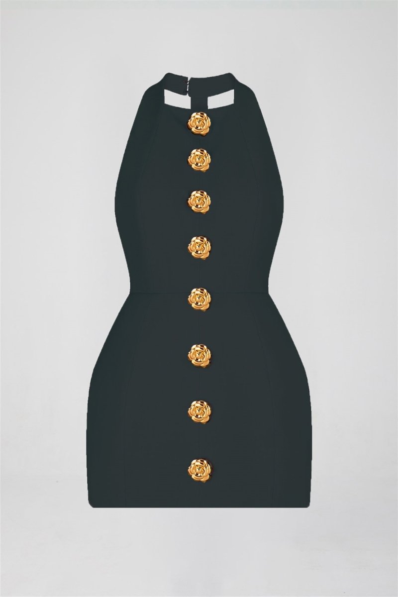 Vestido mini con cuello halter y espalda descubierta de Rebecca