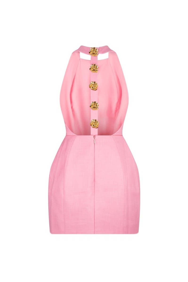 Vestido mini con cuello halter y espalda descubierta de Rebecca