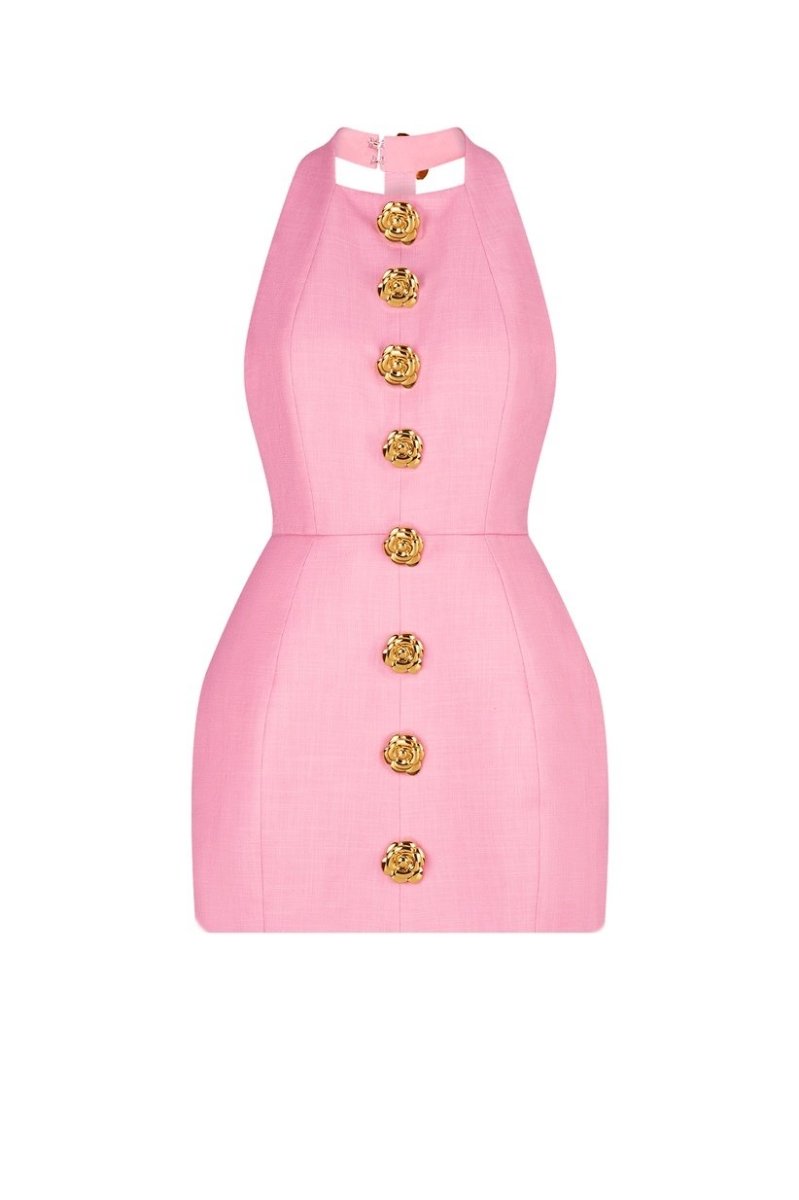 Vestido mini con cuello halter y espalda descubierta de Rebecca