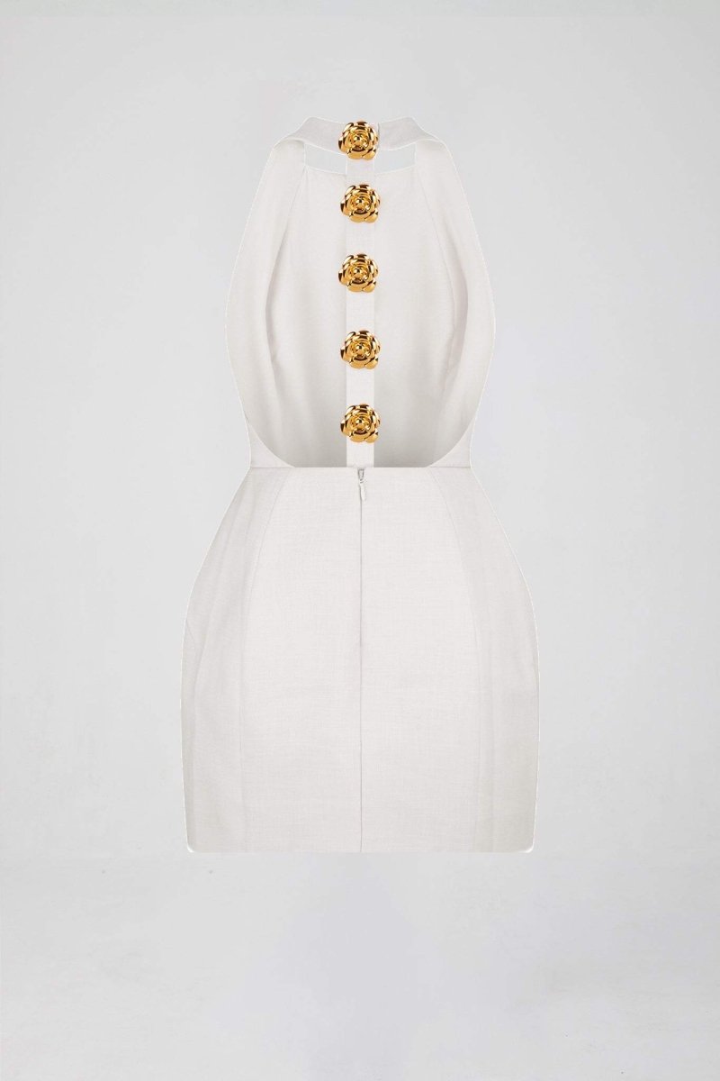 Vestido mini con cuello halter y espalda descubierta de Rebecca