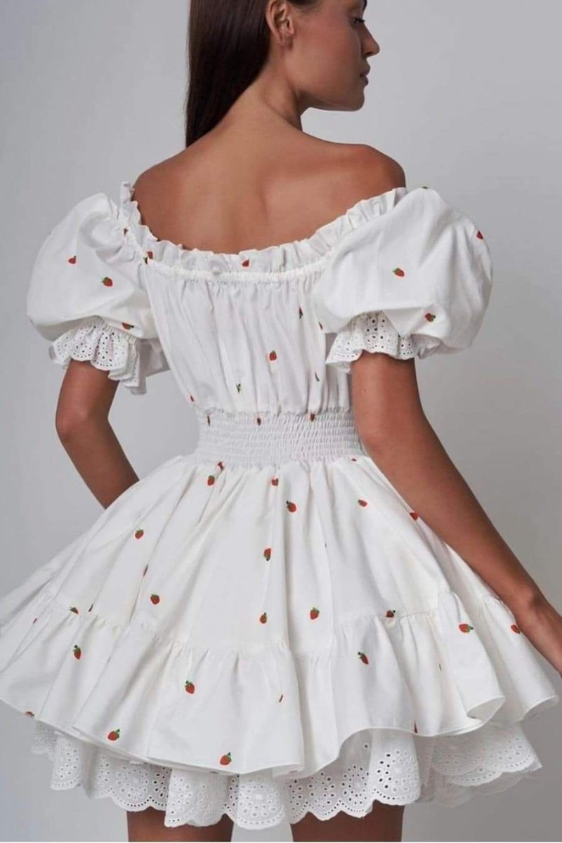 Vestido mini con mangas abullonadas y estampado Rebecca