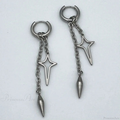 Rebel Celestial Cross Silver Empty Heart Earring
