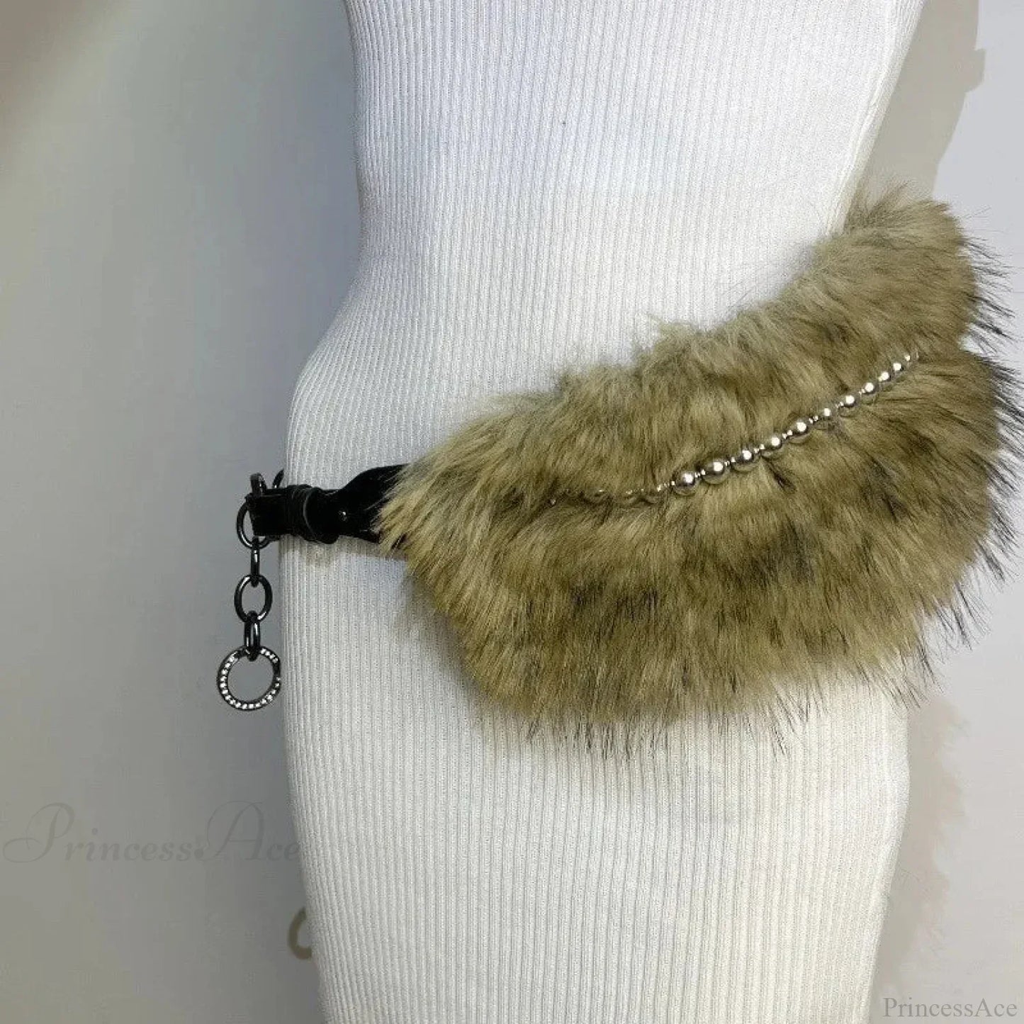 Rebellious Dark Studded Furry Millennium Rhinestone Belt