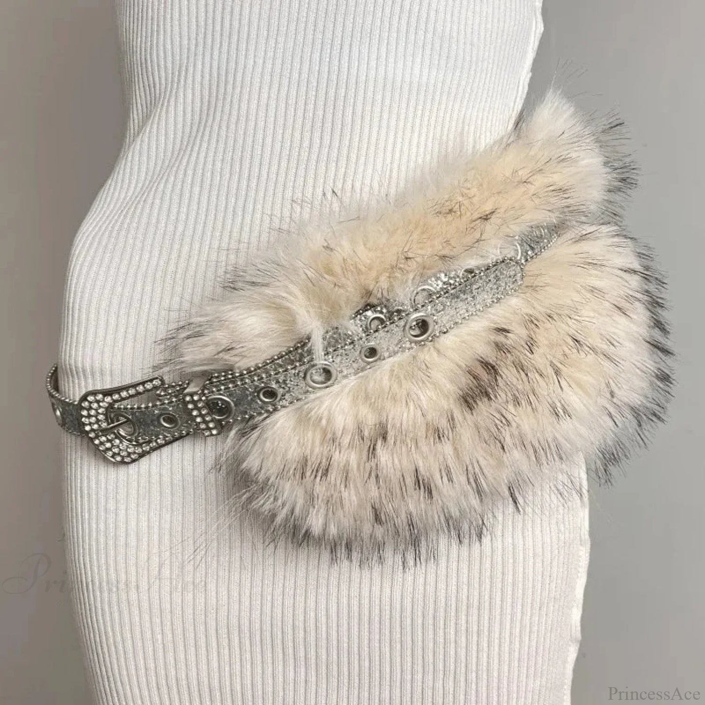 Rebellious Dark Studded Furry Millennium Rhinestone Belt