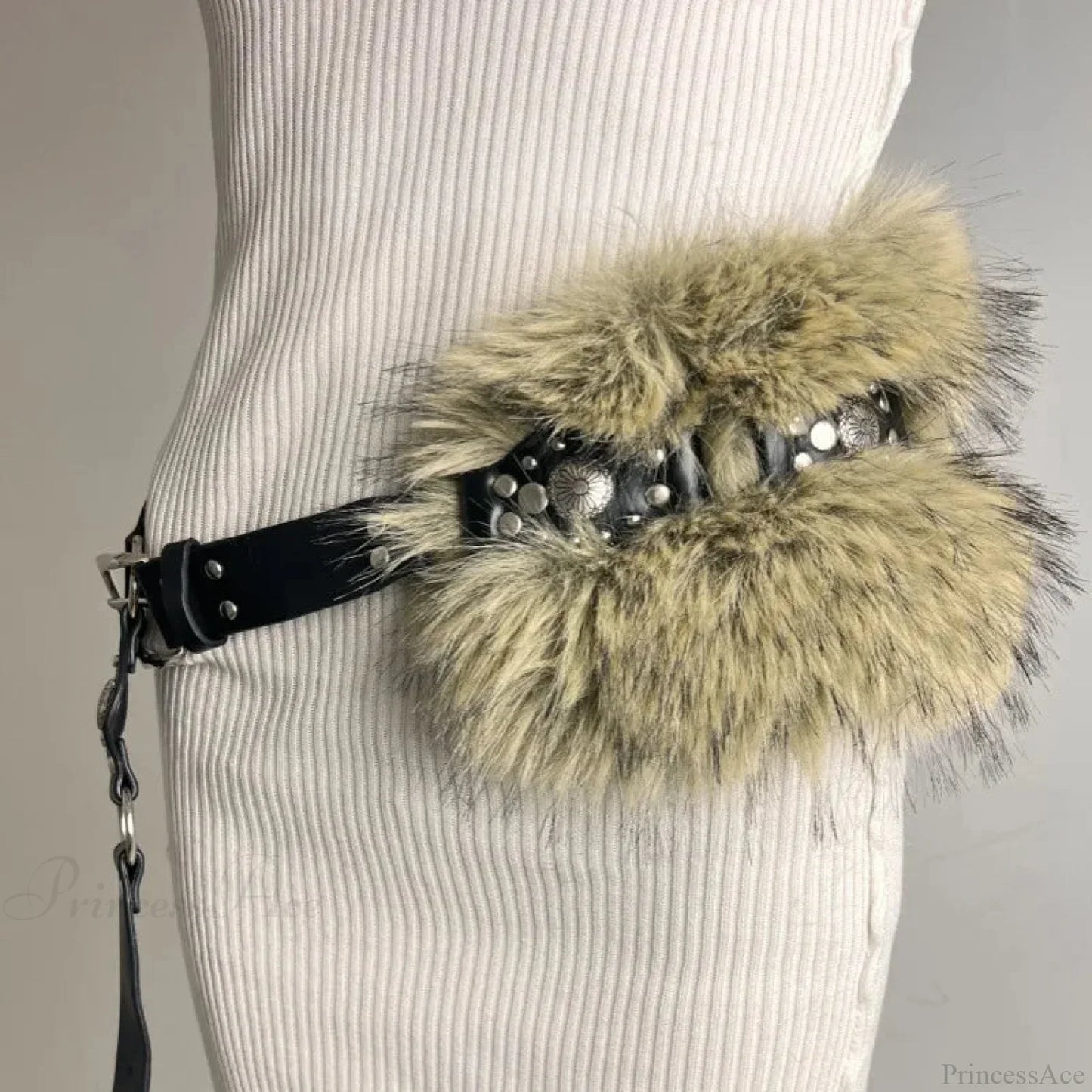 Rebellious Dark Studded Furry Millennium Rhinestone Belt