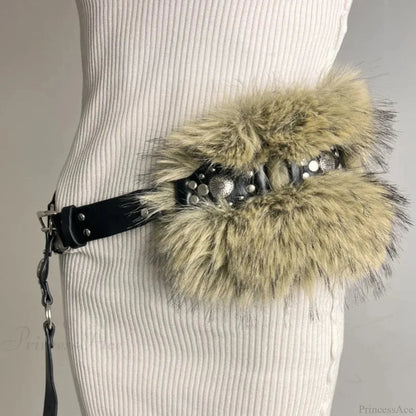 Rebellious Dark Studded Furry Millennium Rhinestone Belt