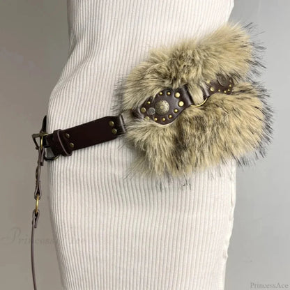Rebellious Dark Studded Furry Millennium Rhinestone Belt