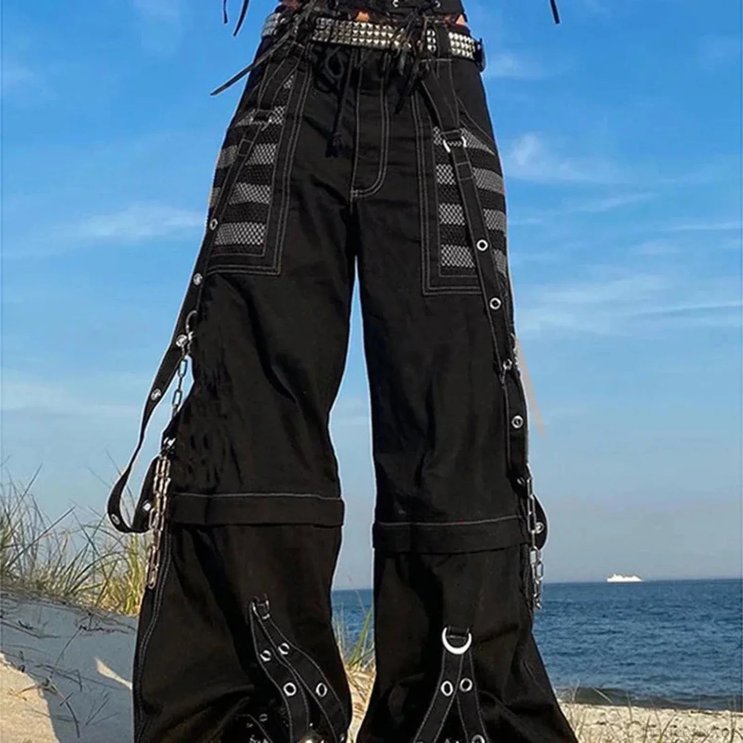 Rebellious Dark Y2K Wide Leg Trouser