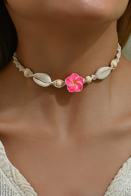 Red Rose Shell Boho Choker Necklace