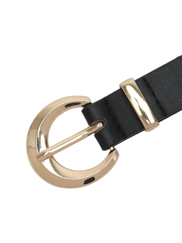 Unisex PU Buckle Belt PU Leather Metal Bucke Plain Casual Classic Party Daily White Black Pink Red for Women