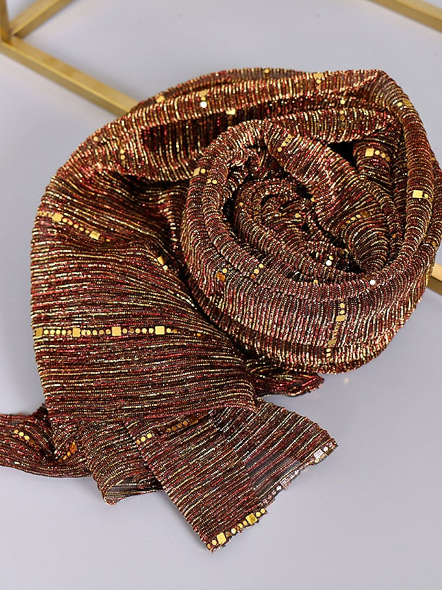 Plain Color Slide silk crumpled silver silk Hijab Headband Female Islamic Head Cover Wrap for Women Muslim Hijabs Hair Scarves for Women