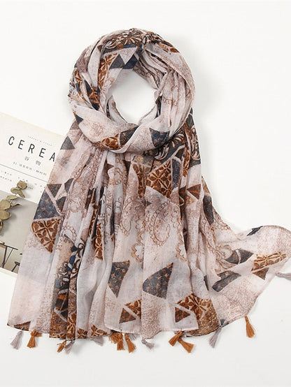 Rectangle Scarf Dailywear Holiday Outdoor Yellow Scarf Floral for Women