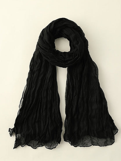 1pcs New Thin Pleated Women Scarf Hijabs Plain Color Girls Scarfs Ladies Shawl Wrap Headband Soft Warm Scarves for Women