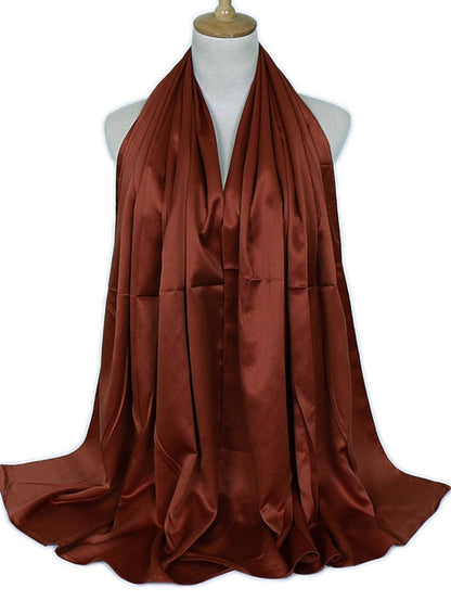 1pcs Women Silk Headscarf Hijab Scarf Long Muslim Shawl Turban Bandana Satin Scarves Head Wraps for Women
