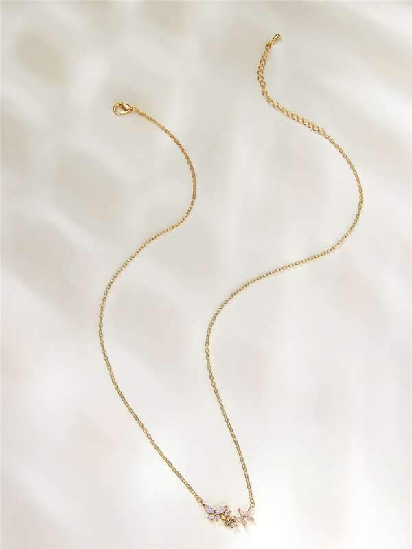 Rhinestone Butterfly Decor Necklace for Women