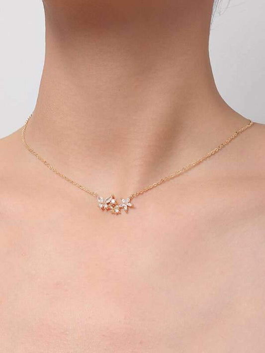 Rhinestone Butterfly Decor Necklace for Women