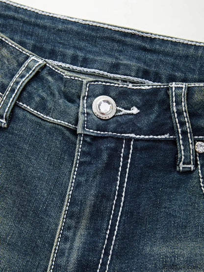 Rhinestone Chrome Hearts Flare Leg Jeans
