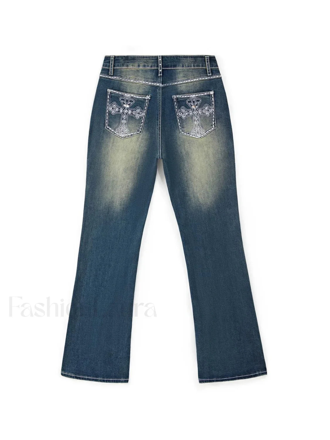 Rhinestone Chrome Hearts Flare Leg Jeans