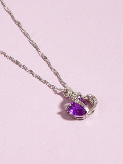 Rhinestone Heart Charm Necklace for Women